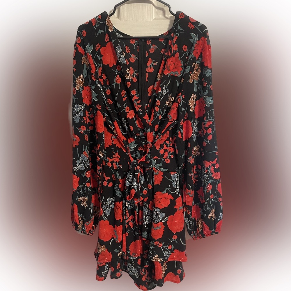 Amazon Floral Deep V Romper